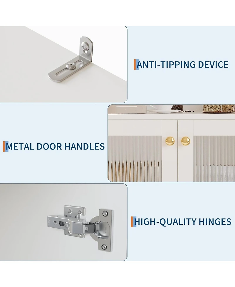 gaomon Pantry Cabinet 6 Tier Freestanding Tall Cupboard Storage Unit with Pegboard 2 Cabinets Open Shelves Glass Doors