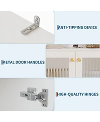 gaomon Pantry Cabinet 6 Tier Freestanding Tall Cupboard Storage Unit with Pegboard 2 Cabinets Open Shelves Glass Doors