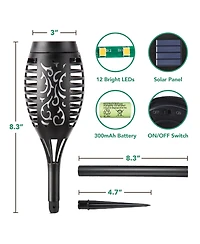 Pack Waterproof Flame Solar Torch Light
