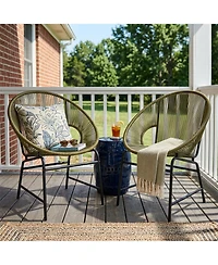 Rainsken Outdoor Wicker Chair Set of 2, Oval Silhouette Lounge Seats with Durable Pe Rattan and Sturdy Iron Frame for Porch, Patio and Poolside