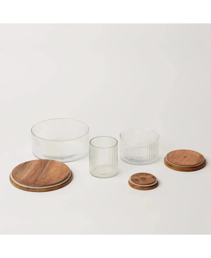Fleck Fluted Glass Storage Jars - set of 3