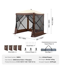 Mecale 6x6 Ft Pop Up Gazebo Tent 4-Sided with Mosquito Netting