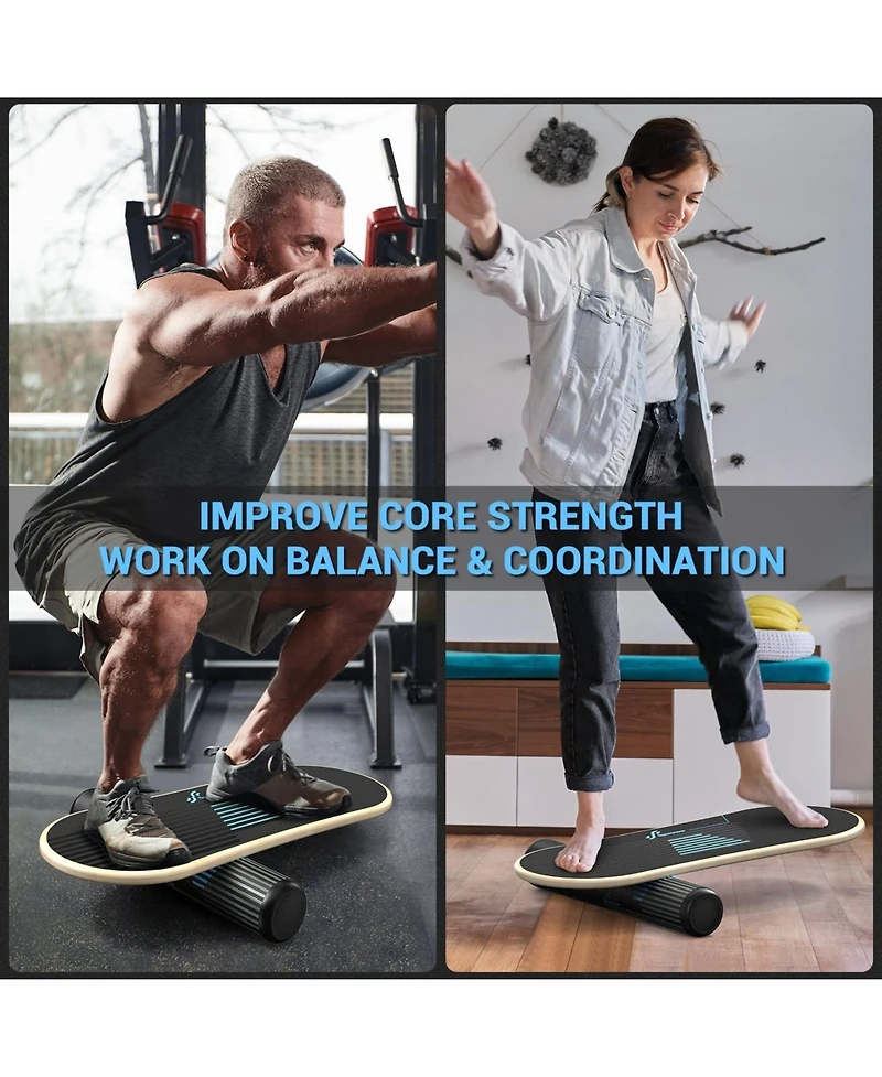 Sportneer Balance Board 7 Modes Wobble Board Adjustable Stoppers Balance Trainer Surf Trainer Physical Therapy with Roller and 2.8 Inch Ball