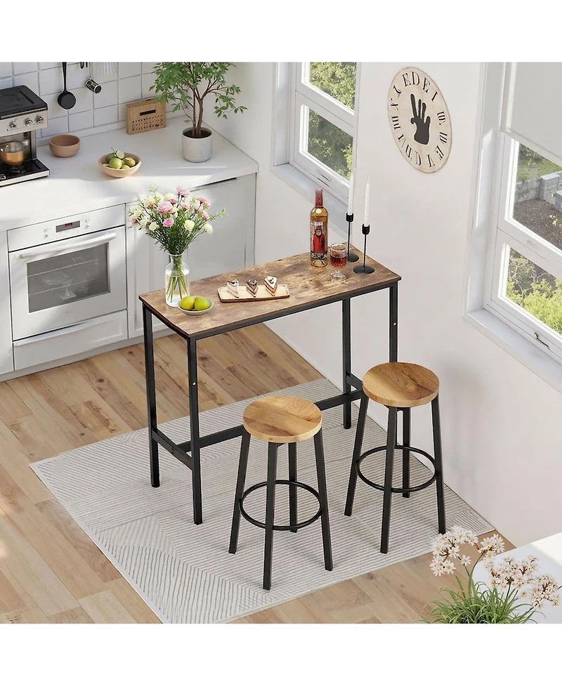 Sugift High Top Pub Table with Metal Frame for Kitchen and Living Room