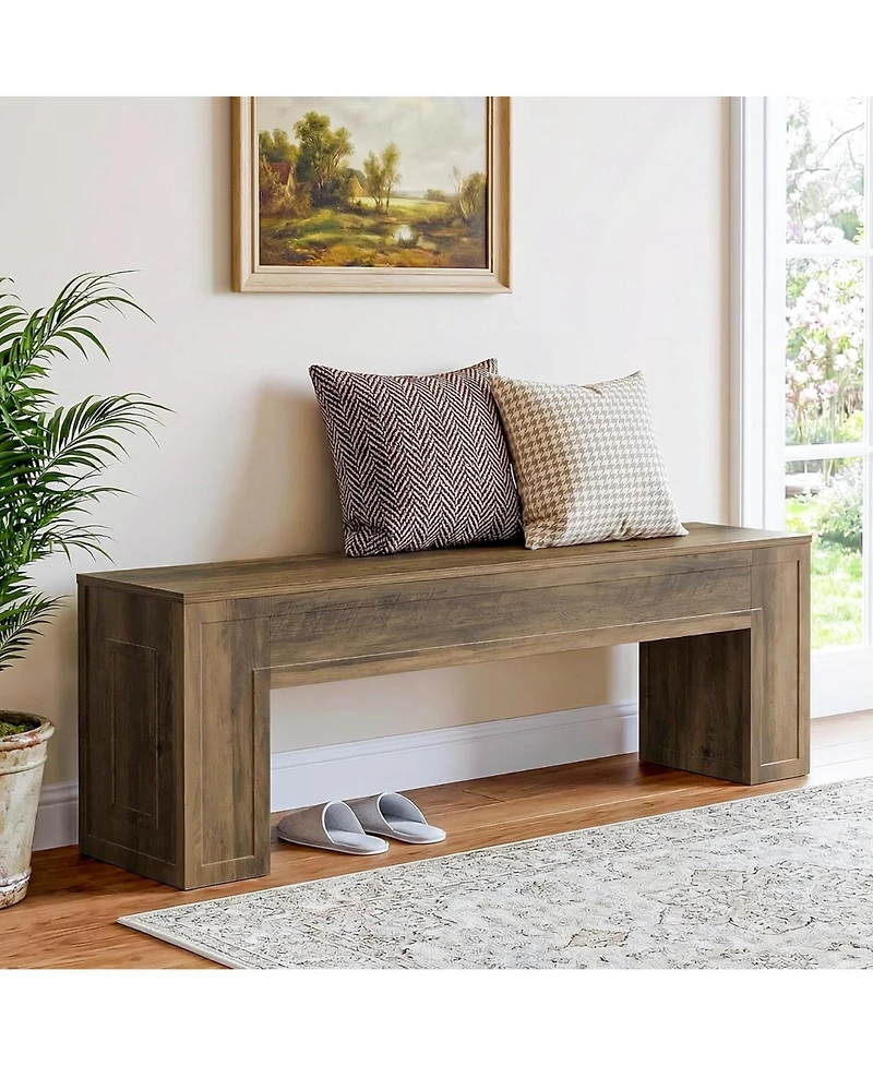 Tribesigns 55" Entryway Bench, Farmhouse Indoor End of Bed Bench, Shoe Bench