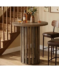 Tribesigns Round Bar Table, 37.4" High Bistro Pub Table for Home Bar, Dining Room, Party, Cocktail, Living Room, Small Space