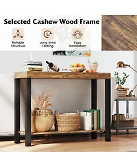 Sugift Two Tier Home Bar Table with Open Shelves and Storage