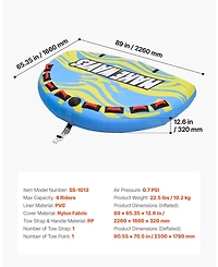 Mecale 4-Rider Towable Tube for Boating 680 lbs with Rear Fins