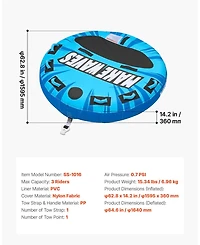 Mecale 3-Rider Towable Tube for Boating 510 lbs with Anti-Slip Pad