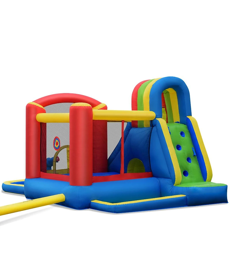 Gymax Inflatable Bounce House Slide Splash Pool Climbing Wall Park w/ Blower