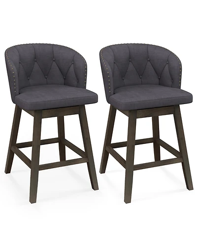 Sugift Counter Height Fabric Upholstered Bar Stools Set of 2