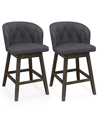 Sugift Counter Height Fabric Upholstered Bar Stools Set of 2