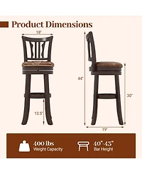 Sugift Counter Height Swivel Bar Stools Set of 2 with Back and Solid Rubber Frame-29