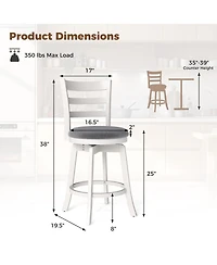 Sugift 25" Swivel Barstools Set of 2, 360degree(s) Rotating Bar/Counter Height Chairs with Upholstered Seat