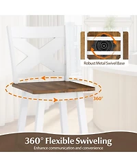 Sugift 29" Rubberwood Swivel Barstools Set of 2 with Backrest and Large Seat