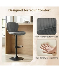 Sugift Adjustable Counter Height Chairs Set of 2 with Velvet Upholstered Backrests