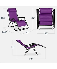 Best Choice Products Set of 2 Extra Wide Zero Gravity Lounge Chair Recliners with Cup Holder