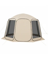 Gouun Pop Up Screen House Tent 12x11 ft for 10-12 People with Extended Awning, Carry Bag and Netting Sides