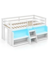 Gouun Loft Bed with Led Lights and Staircase
