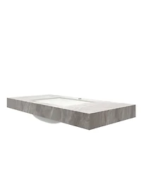 Busdays 48" Light Gray Sintered Stone Countertop Ceramic Basin, No Cabinet No Faucet