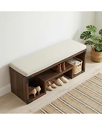 Tribesigns Shoe Storage Bench with Cushion 47 Entryway Bench with Storage Shelf and Removable Padded Sea