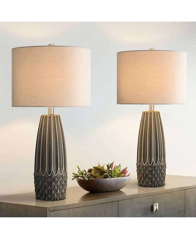 360 Lighting Olsen 26 1/2" High Stripe Ceramic Table Lamp Set of 2