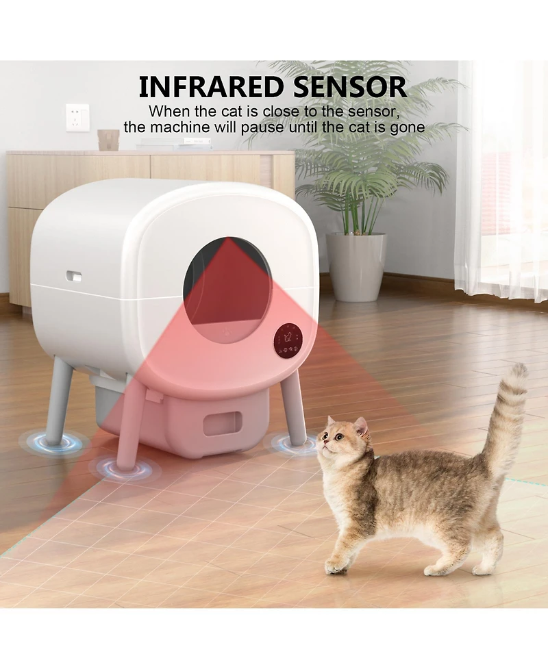 Cumrige Fumoi Self Cleaning Litter Box,Large Capacity Automatic Cat Litter Box Self Cleaning for Multiple Cats with App Control and Safety Protection