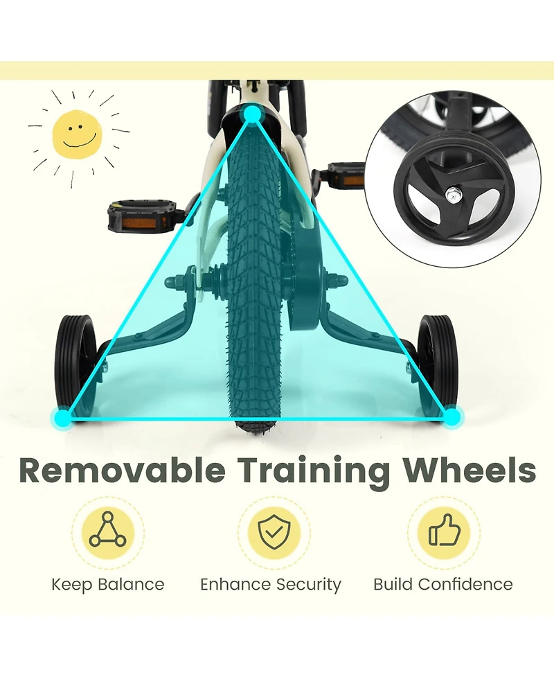 Slickblue Kids Bicycle Sport Style with Detachable Training Wheels Bike