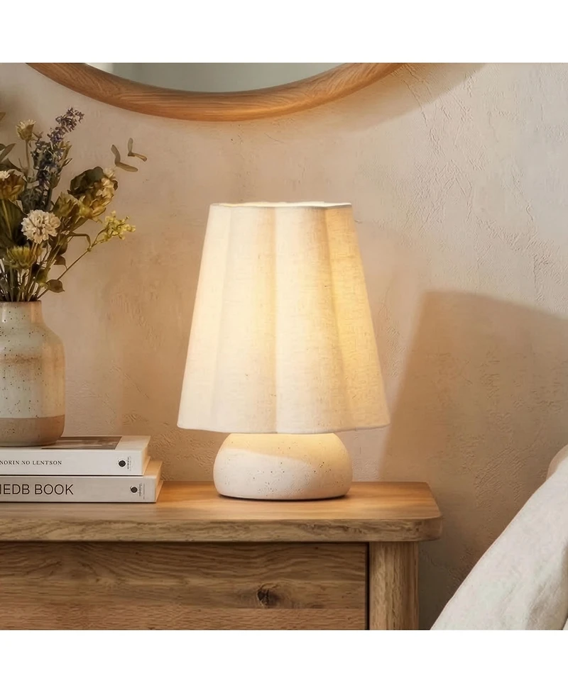 Brightech Ceramic Small Led Desk Lamp with Fabric Shade