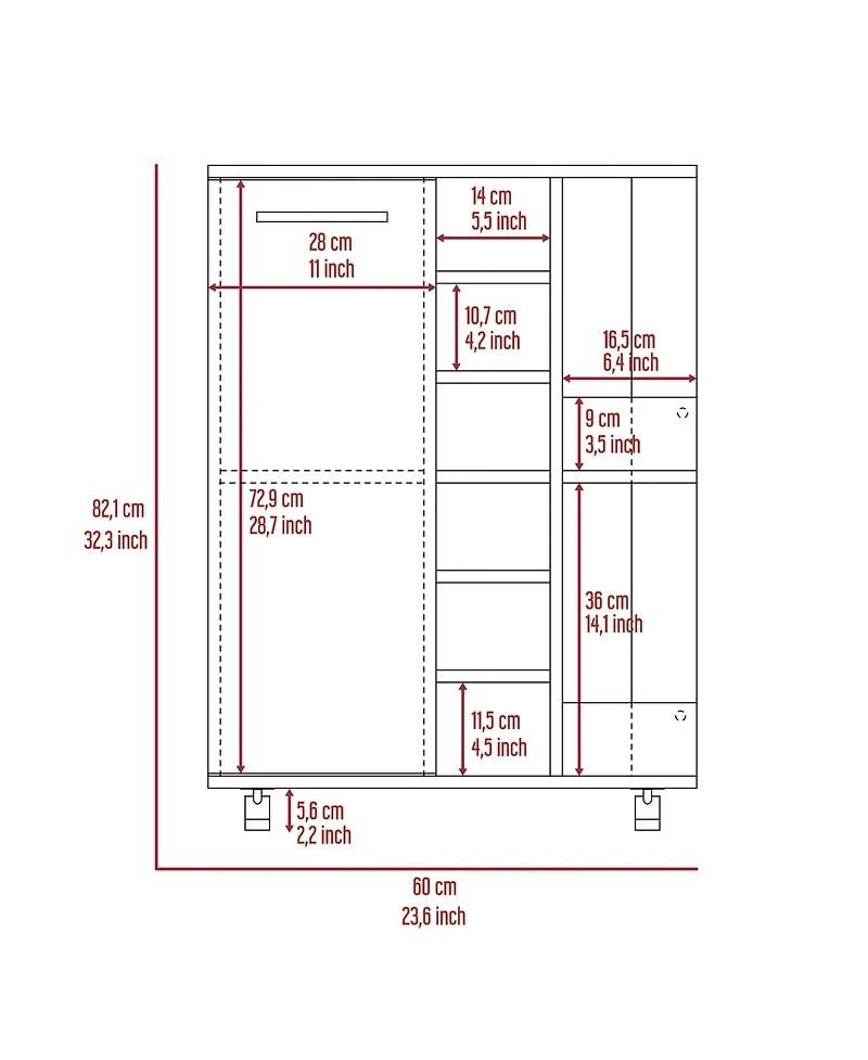 flynama Bar Cart with 2 External Shelves