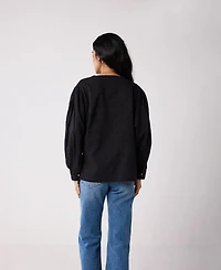 Reistor Women's Embroidered Shirt with Long Balloon Sleeves