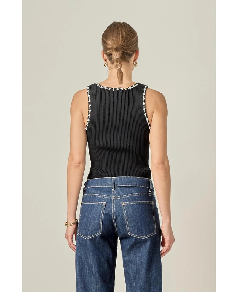 English Factory Women's Crochet Sleeveless