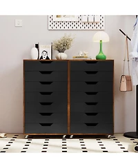 Slickblue Wooden 7-Drawer Chest with Lockable Wheels for Storage