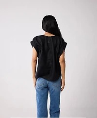 Reistor Women's Hemp Top with Gathered Sleeve detail