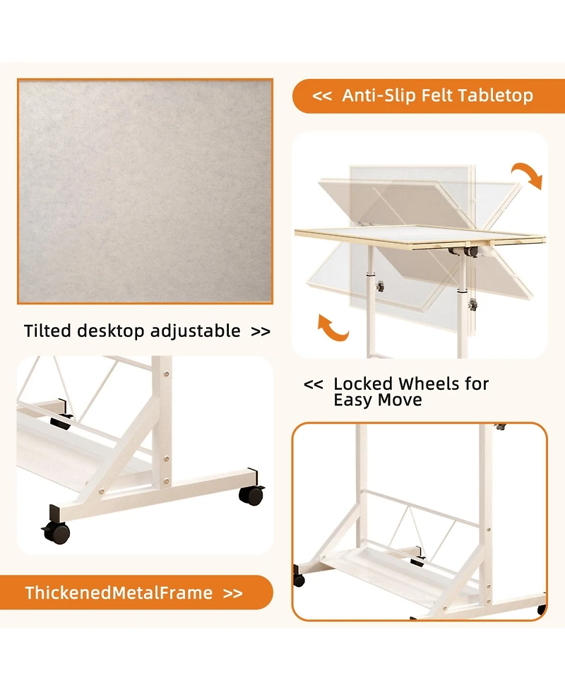 Rainsken Adjustable Puzzle Table for 1500 Pieces, 35" x 27.17" Jigsaw Station with 4 Drawers, Rolling Casters and 360degree(s) Tilting Top for Adults