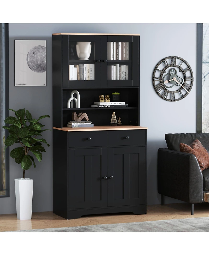 Sugift Pantry Cabinet with 2 Removable Shelves