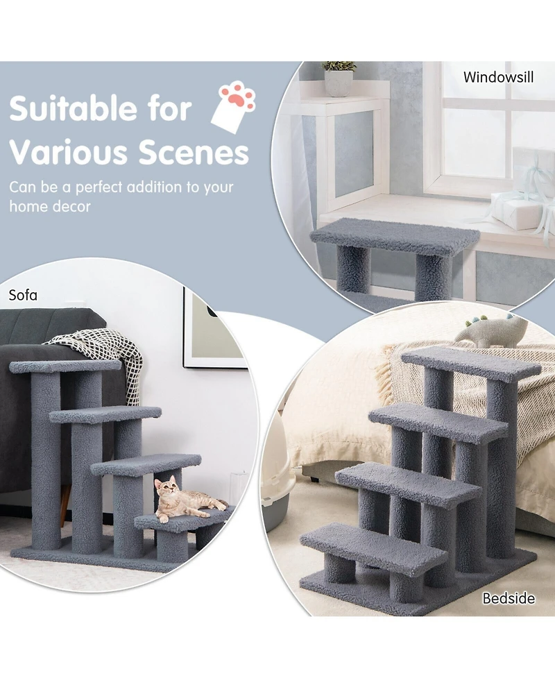 Cozito Cat Tree 4-Step Pet Stairs with Scratching Post