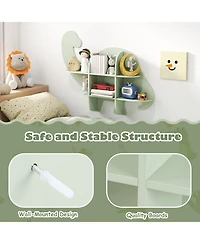 Sugift 2-Tier Floating Dinosaur Kids Bookshelf for Children