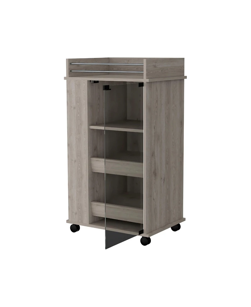 flynama Glass Door Bar Cart with Bottle Holder and Casters