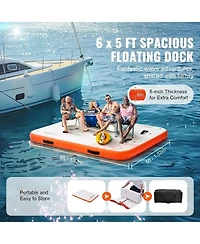 Gouun 6 x 5 ft Inflatable Floating Dock Platform with Carry Bag