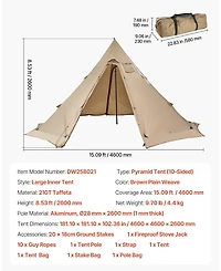 Gouun 4-6 Person Tipi Hot Tent with Stove Jack for Winter Camping