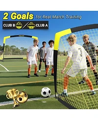 Bearwill 7x5 Ft Portable Soccer Goal with Target Board Agility Markers Pump Ball Training Bundle for Youth Players Ages 6 to 14