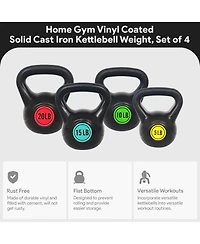 BalanceFrom Fitness Home Gym Vinyl Coated Solid Cast Iron Kettlebell Weight Set
