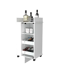 flynama Willow Park Glass Door Bar Cart with Bottle Holder and Casters