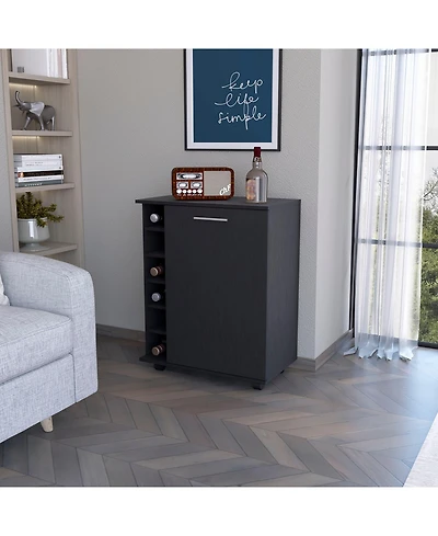 flynama Wenge 6-Bottle Rack Bar Cart with Concealed Storage