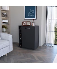 flynama Wenge 6-Bottle Rack Bar Cart with Concealed Storage