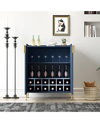flynama Home Wine Bar Cabinet with Wine Rack and Adjustable Shelf