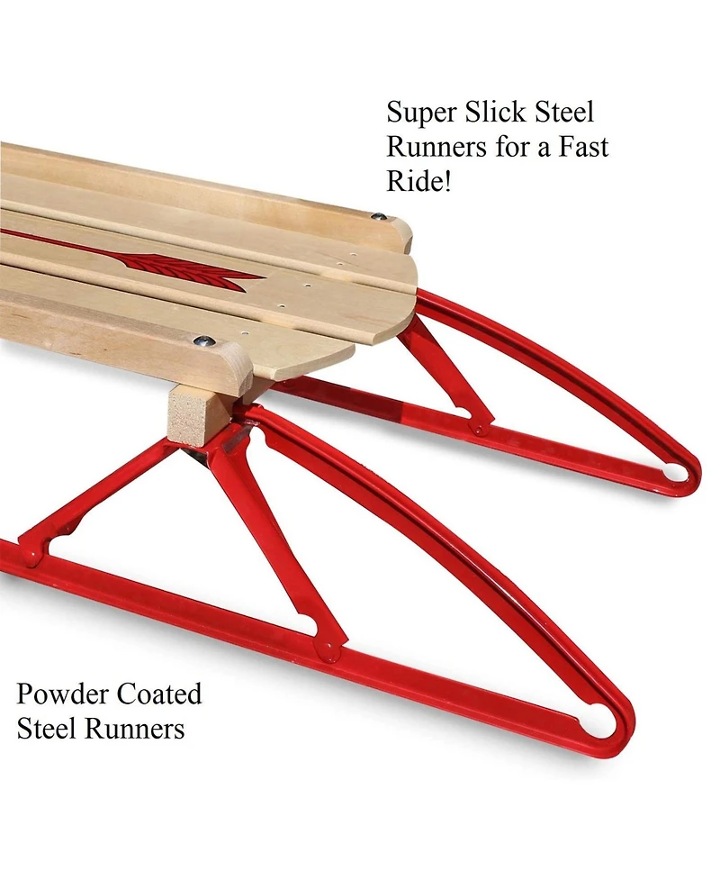 Flexible Flyer Metal Runner Steel/Wood 60" Long Snow Slider Sled for Kids