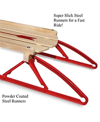 Flexible Flyer Metal Runner Steel/Wood 60" Long Snow Slider Sled for Kids