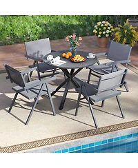 Slickblue Patio Chairs Outdoor Dining Chair with Breathable Fabric Seat-Set of 4